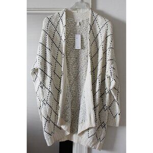 New w/Tags Eileen Fisher L/XL - Argyle Kimono Cardigan - Heavy Cotton Cardi Coat